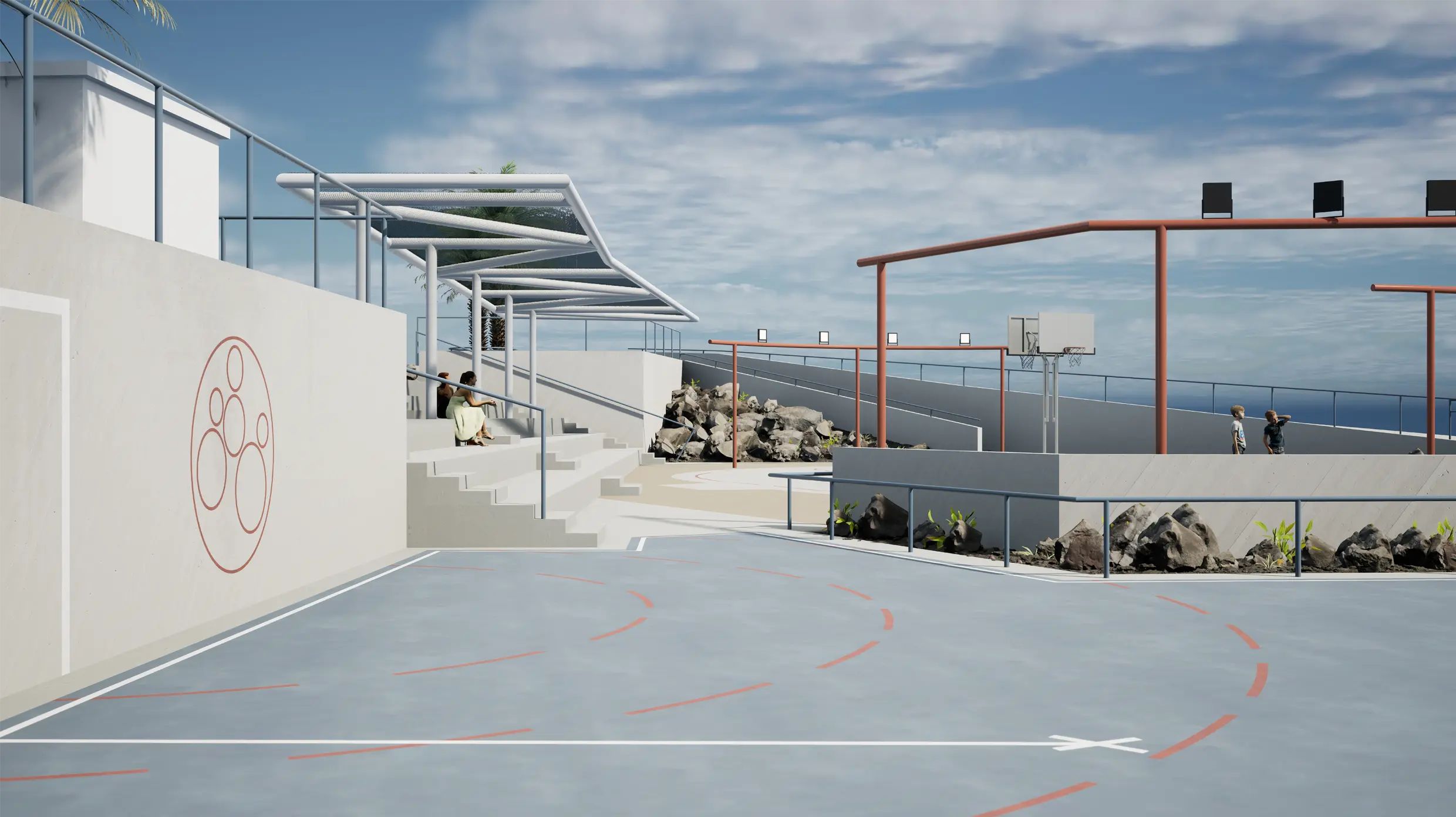 espacio-publico-zona-derpotiva-pergola-sombra-estructura-iluminacion-exterior